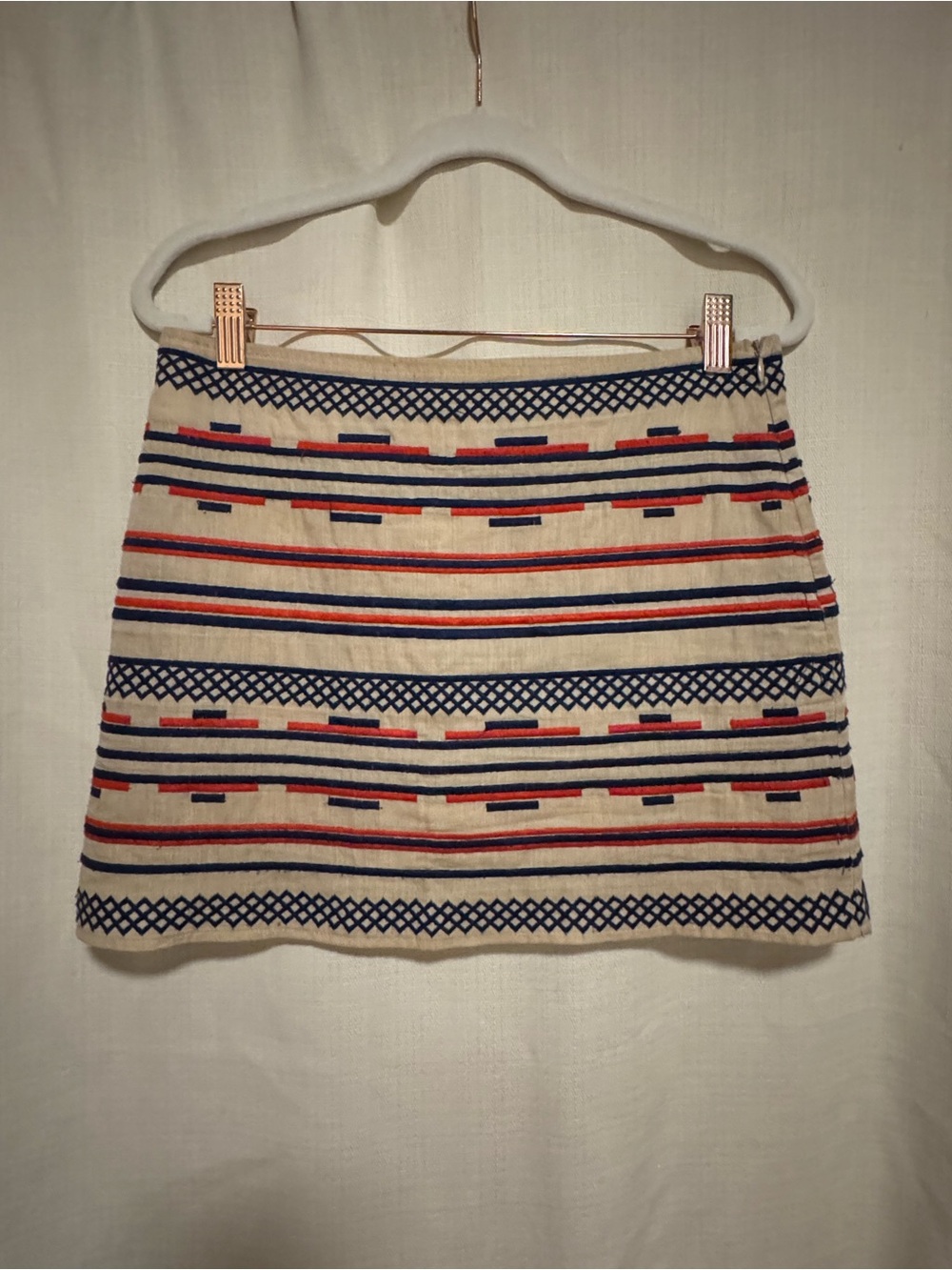 THML Linen Cotton Embroidered Mini Skirt Size S